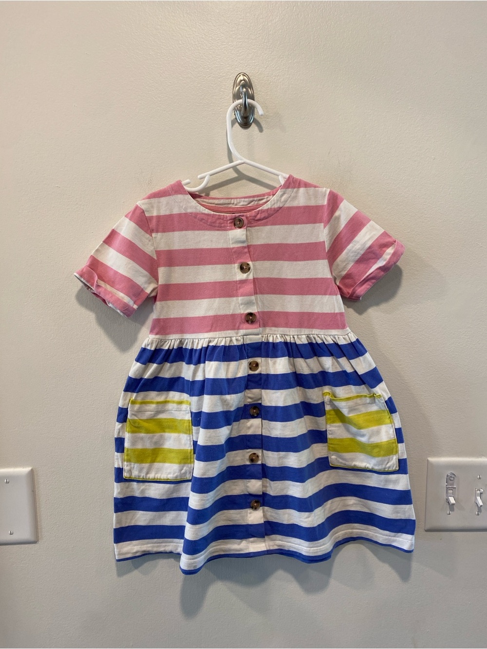Mini boden striped jersey pocket dress size 5-6 100% cotton
